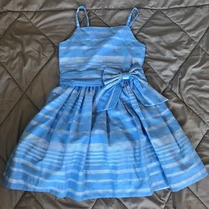 Kate Spade Blue Stripe Overlay Bow Party Dress